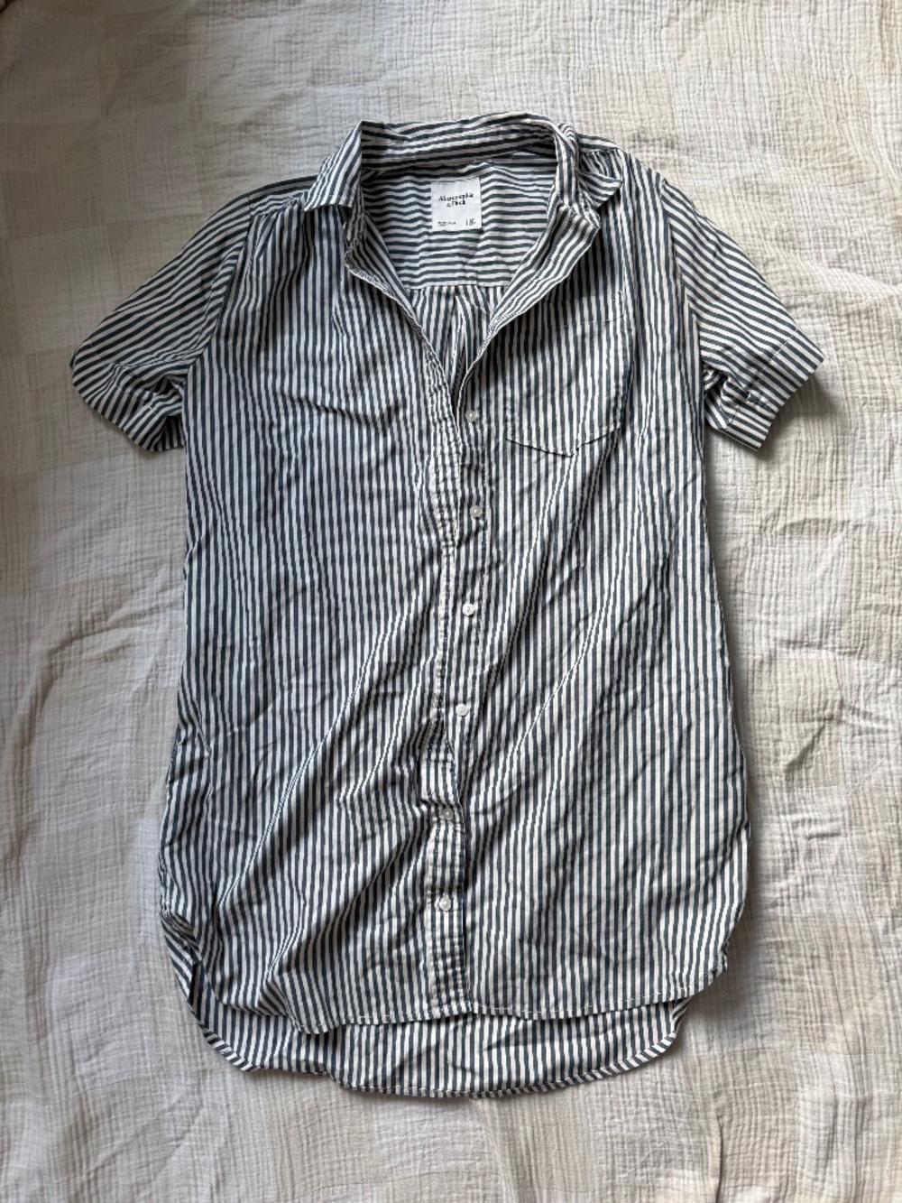 Abercrombie & Fitch Striped Short-Sleeve Shirt Dress, Size Small Tall